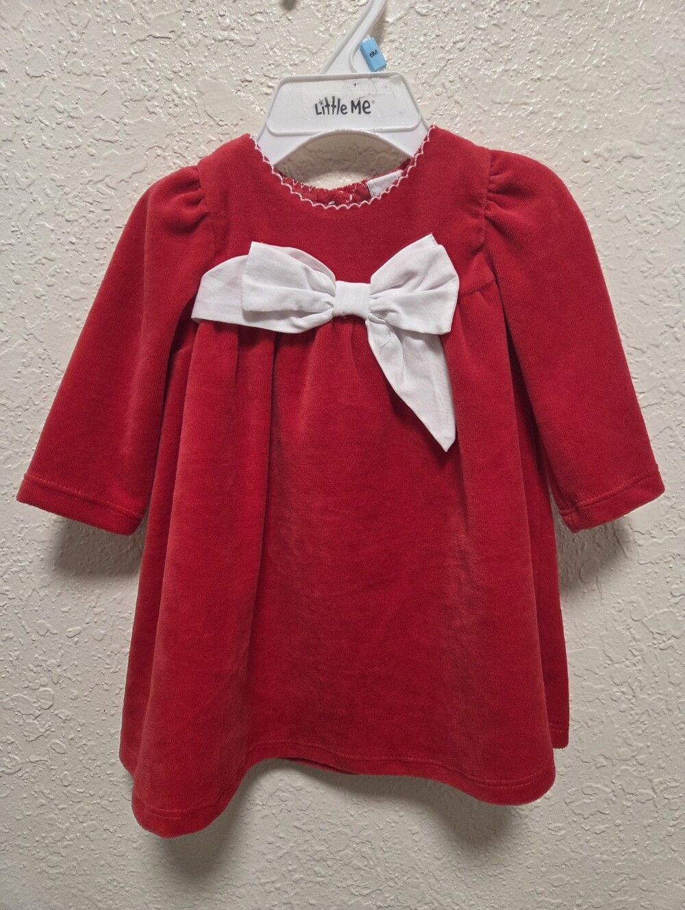 Red Baby Christmas Dress with White Bow - Picture 2 of 5